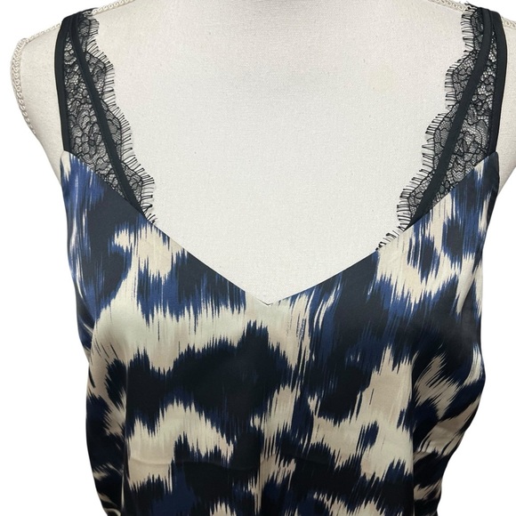 Express Y2K Womens Blouse Pullover Abstract Print Sleeveless Blue Black Medium - Picture 9 of 13